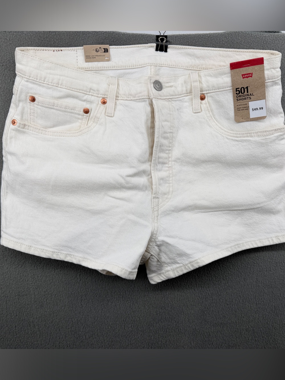 Levi's White High-Rise Denim Shorts